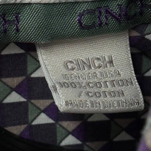 Cinch Printed Cotton Long Sleeve Button Up Western Men's Shirt - Size S - Picture 6 of 8